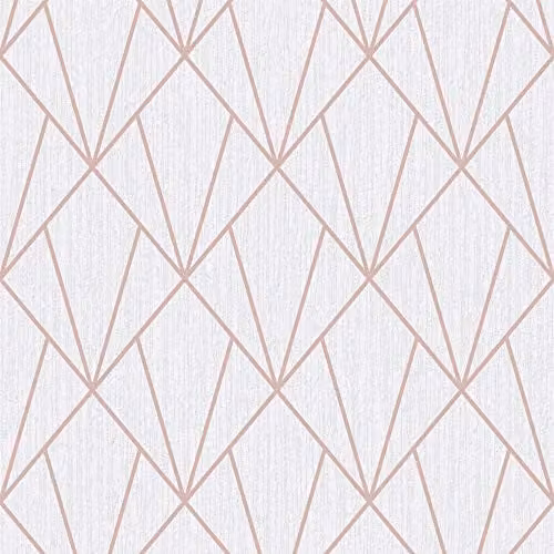 Muriva Indra Geometric Glitter Vinyl Wallpaper in Rose Gold, Pink and Gold – 1