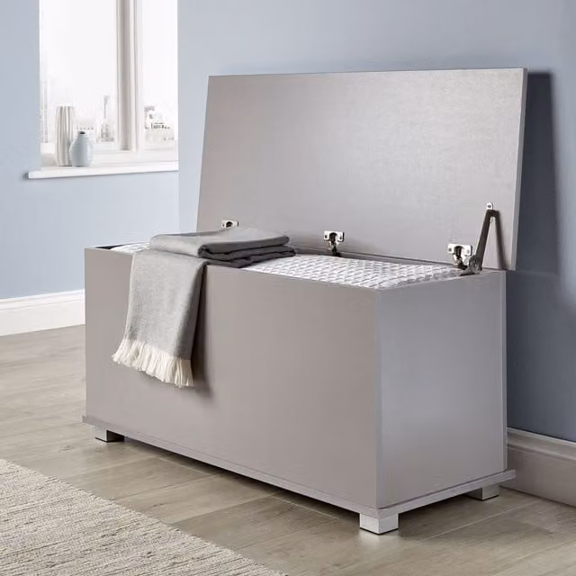 Home Source Malmo Modern Ottoman Storage Chest Unit in Grey