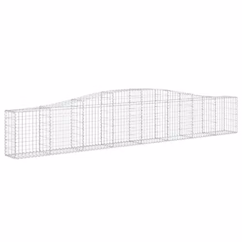 vidaXL Arched Gabion Baskets, 9 Piece Set, Silver Galvanised Steel, W: 400 cm, D: 30 cm, H: 60/80 cm – 1