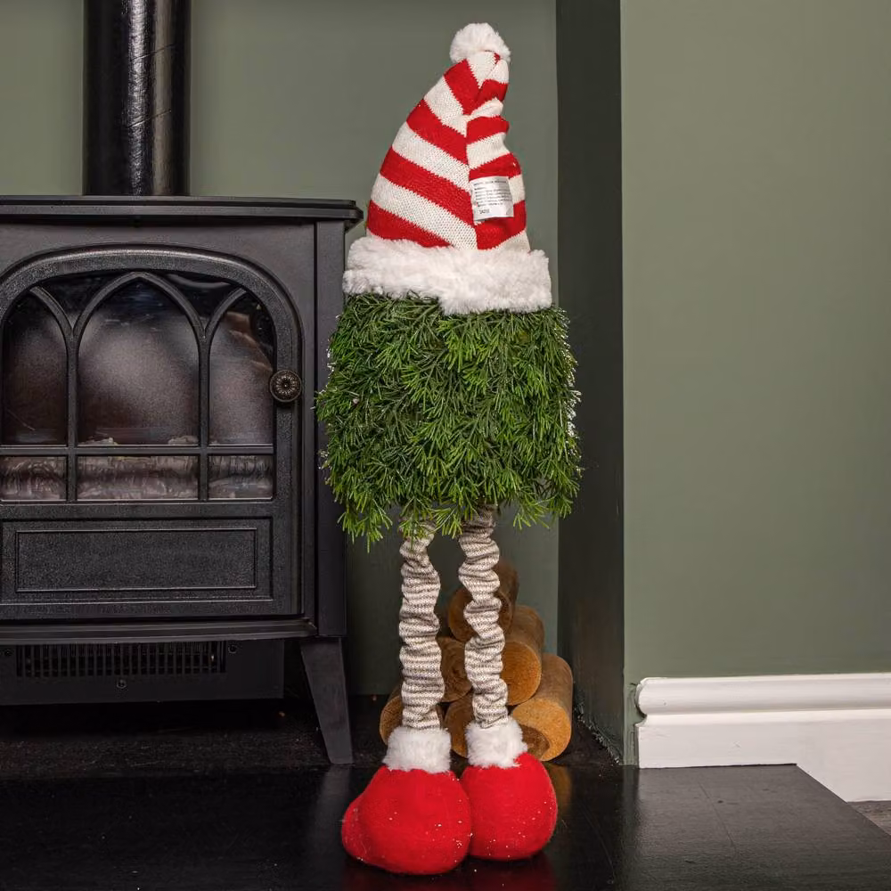 Samuel Alexander Red and White Christmas Tree Standing Gonk with Striped Hat and Extendable Legs, Height: 76 cm – 2