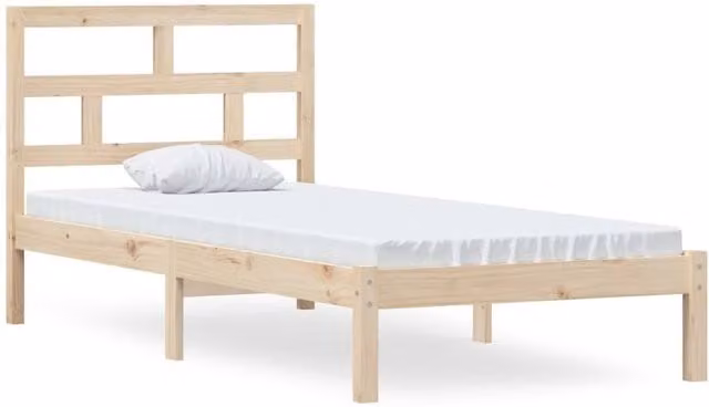 Berkfield Home Solid Wood Pine Bed Frame in Beige, W/D/H: 90 x 200 cm