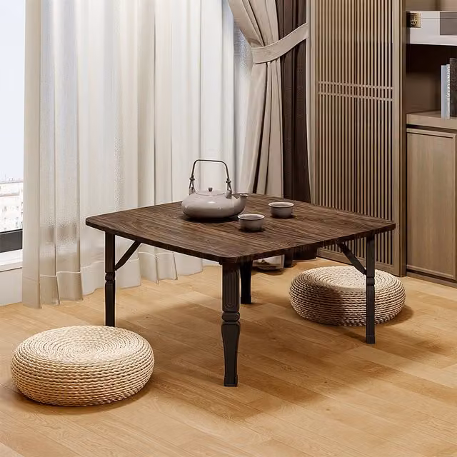 Livingandhome Brown Folding Square Multi-purpose Table, W: 70 cm