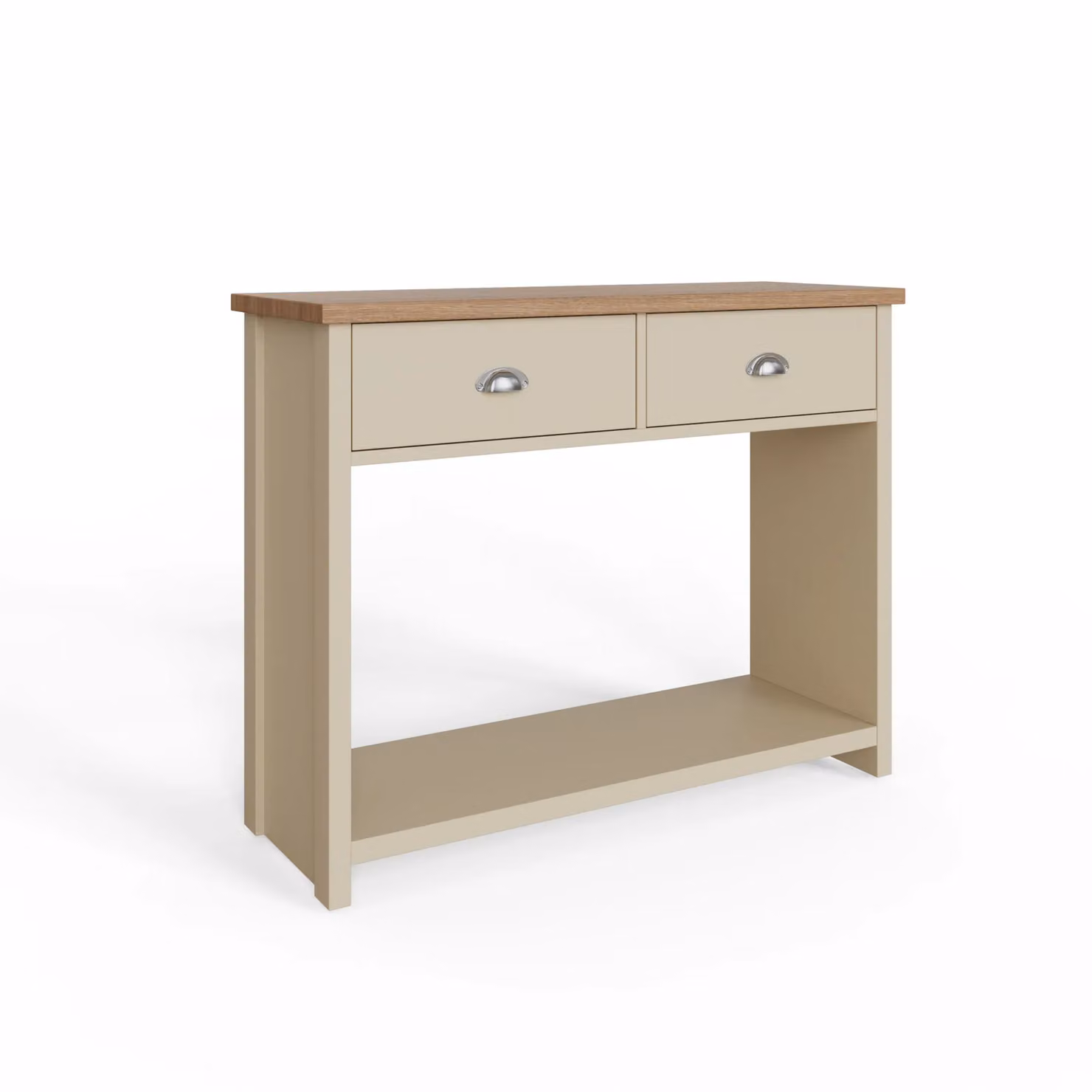 GFW Lancaster Oak and Grey Lacquered 2 Drawer Console Table – 3