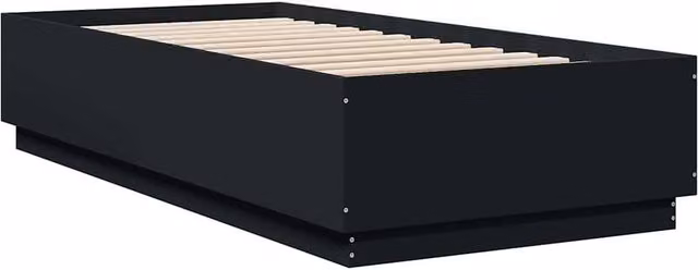 Berkfield Home Modern Upholstered Bed Frame in Black, W/D/H: 100 x 200 x 40 cm – 1