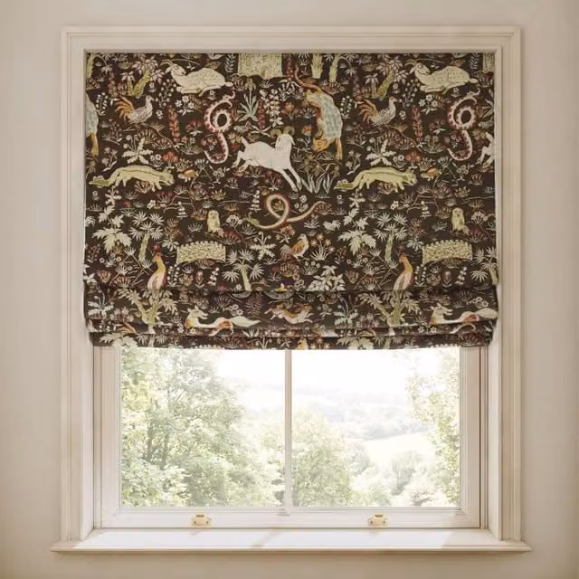 House of Hackney TREMATONIA Jacquard Blind in Black and Multicolour Floral and Animal Print