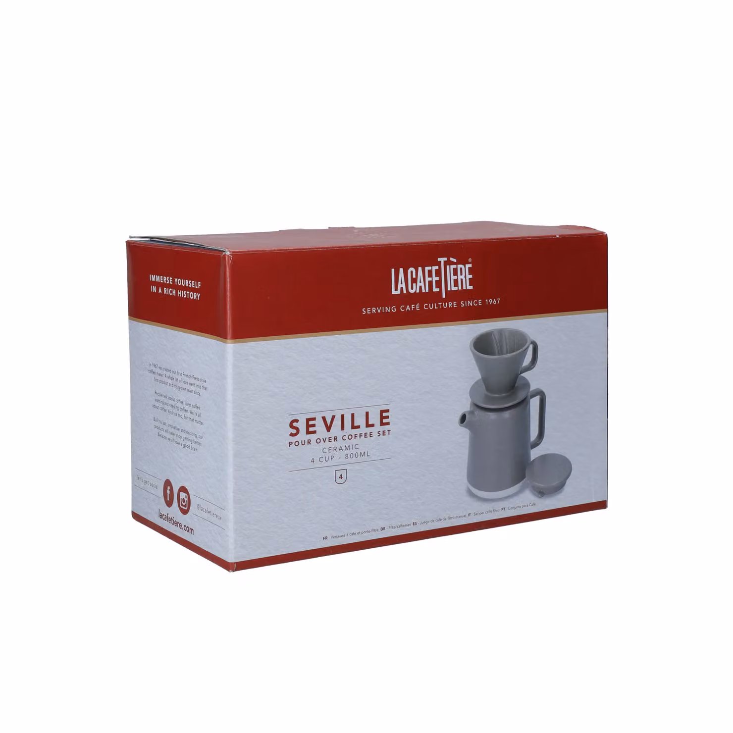 La Cafetiere Seville Ceramic Pour Over Coffee Set, 4 Cup, Beige and Grey – 4
