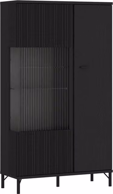 Furniture To Go Lusaka 2 Door Display Cabinet with Glass Doors in Black Anthracite