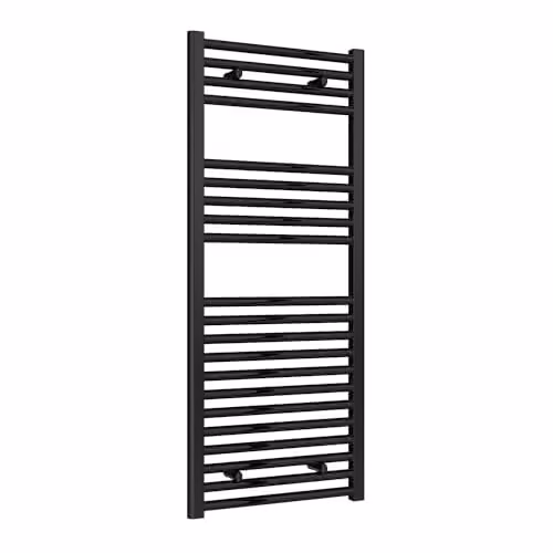 Reina Diva Black Steel Heated Towel Rail, H: 120 cm, W: 50 cm – 1