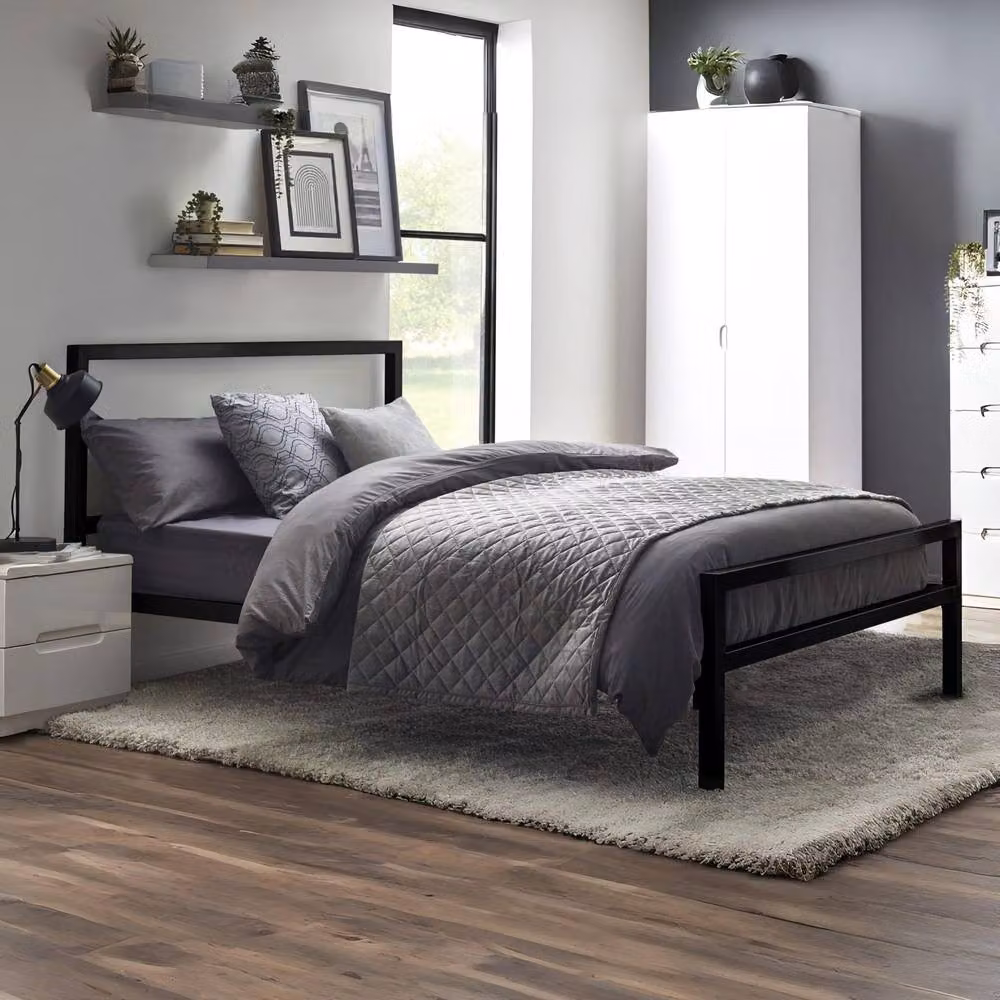 Cheshire Lagoon Modern Metal Bed in Matt Black, Small Double 120 x 200 cm – 2