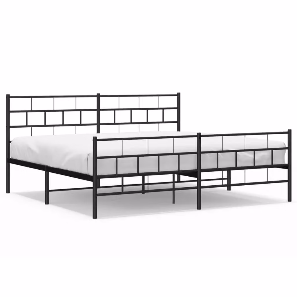 Berkfield Home Metal Bed Frame with Headboard and Footboard in Black W/D/H: 193 x 203 cm – 2