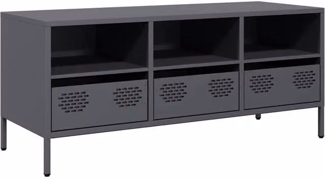Berkfield Home Anthracite TV Cabinet in Dark Grey Matt Cold-rolled Steel W/D/H: 101.5 x 39 x 43.5 cm – 1