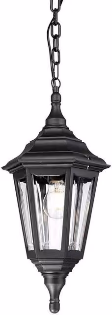 Netlighting Kinsale Black Coastal Outdoor Ceiling Lantern with Transparent Glass, IP43, E27