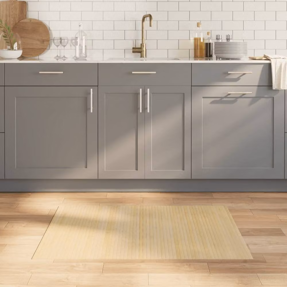 Berkfield Home Rectangular Striped Rug in Beige and Bamboo, W: 70 cm x L: 100 cm – 1