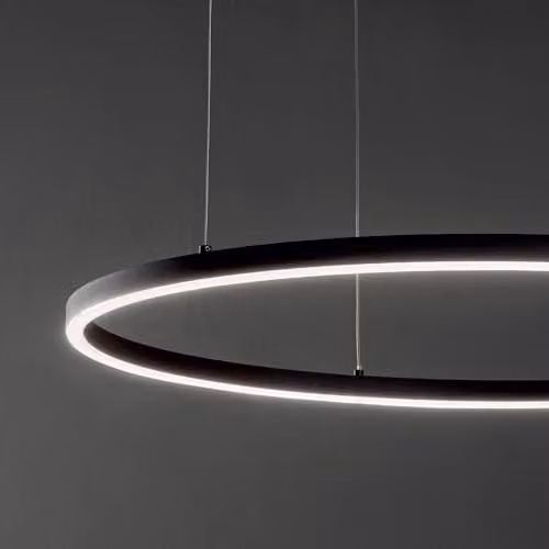 Netlighting Oracle Integrated LED Circle Ring Pendant Lamp in Black, 3000K Warm White – 2