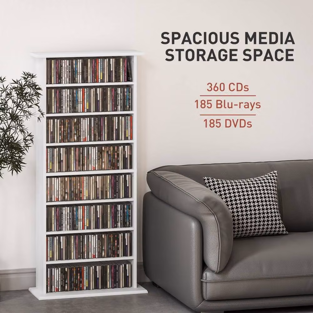 Wyld Haus Talasa White Wall Mounted CD Storage Unit with Adjustable Shelves – 4