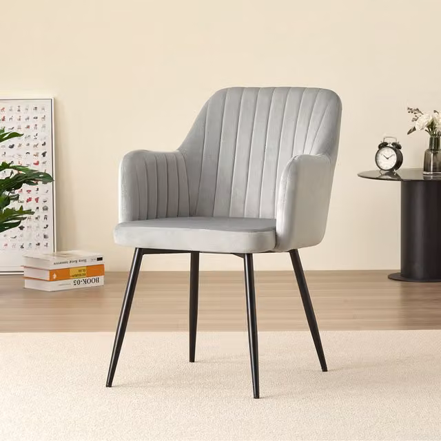 Madefor.living Charlotte Velvet Comfort Dining Chairs Set of 2, Grey