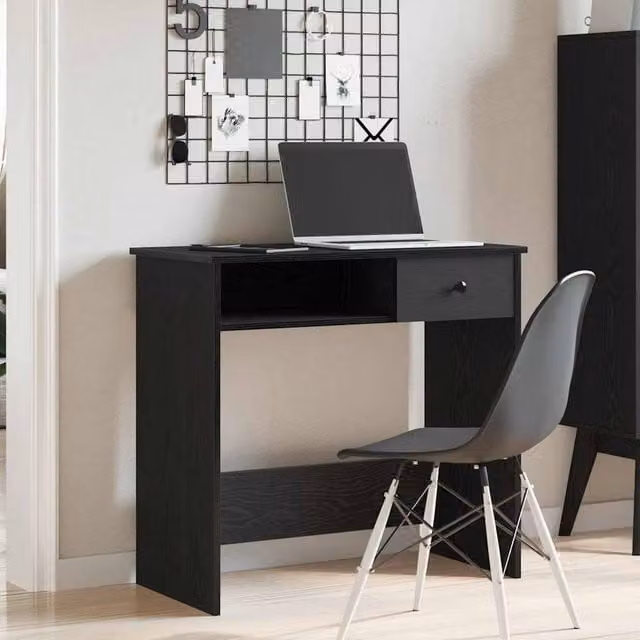 Berkfield Home Modern Black Writing Desk in Engineered Wood, W/D/H: 80 x 40 x 75 cm