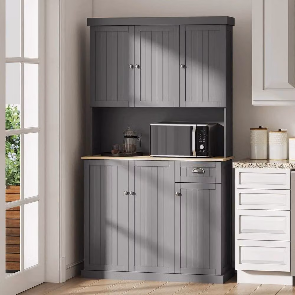 FORGEVIO Modern Grey Kitchen Base Unit Storage Cabinet with Hinged Doors and Internal Shelves, W/D/H: 39.0 x 101.0 x 180.0 cm – 3