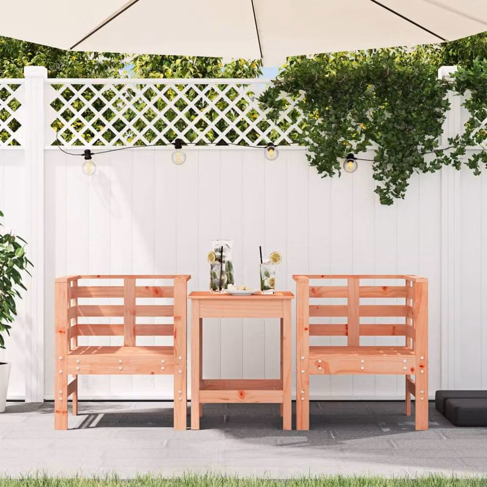 Berkfield Home Set of 2 Douglas Solid Wood Garden Chairs in Light Tan, W: 61.5 cm, D: 53 cm, H: 71 cm – 3