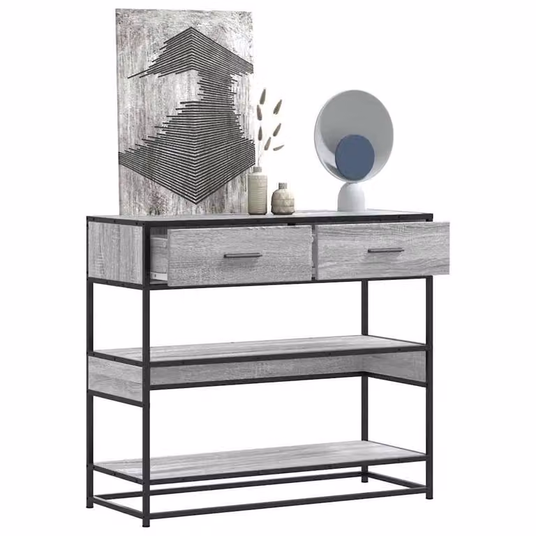 Berkfield Home Decorative Console Table in Grey Sonoma, W/D/H: 90 x 35 x 80 cm
