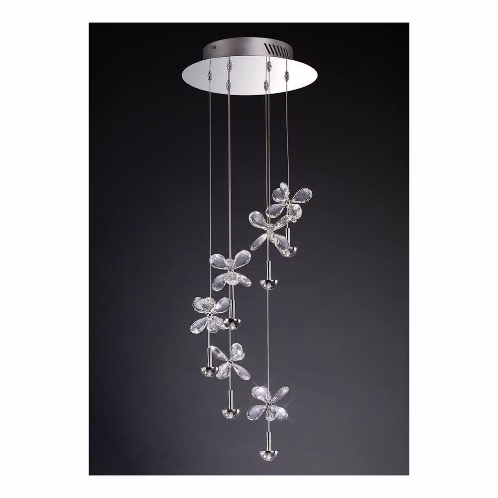 Netlighting Aviva 6 Light LED Ceiling Cluster Pendant in Chrome and Grey Crystal – 2