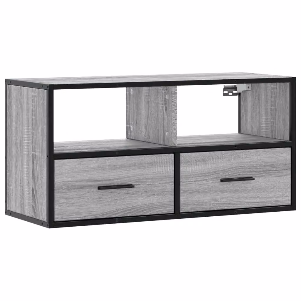 Berkfield Home Industrial TV Cabinet in Grey Sonoma, W/D/H: 80 x 31 x 39.5 cm – 2