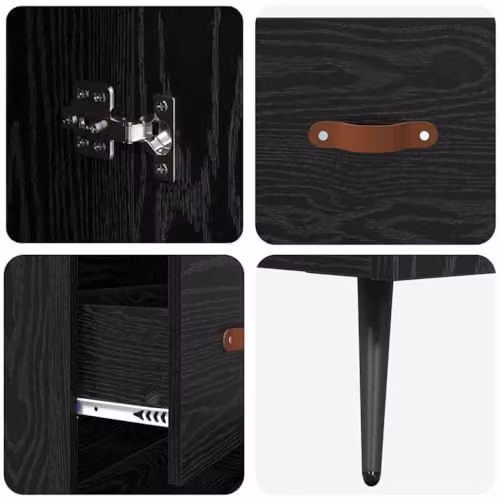 vidaXL Modern Tall Highboard in Black, W/D/H: 69.5 x 34 x 180 cm – 4