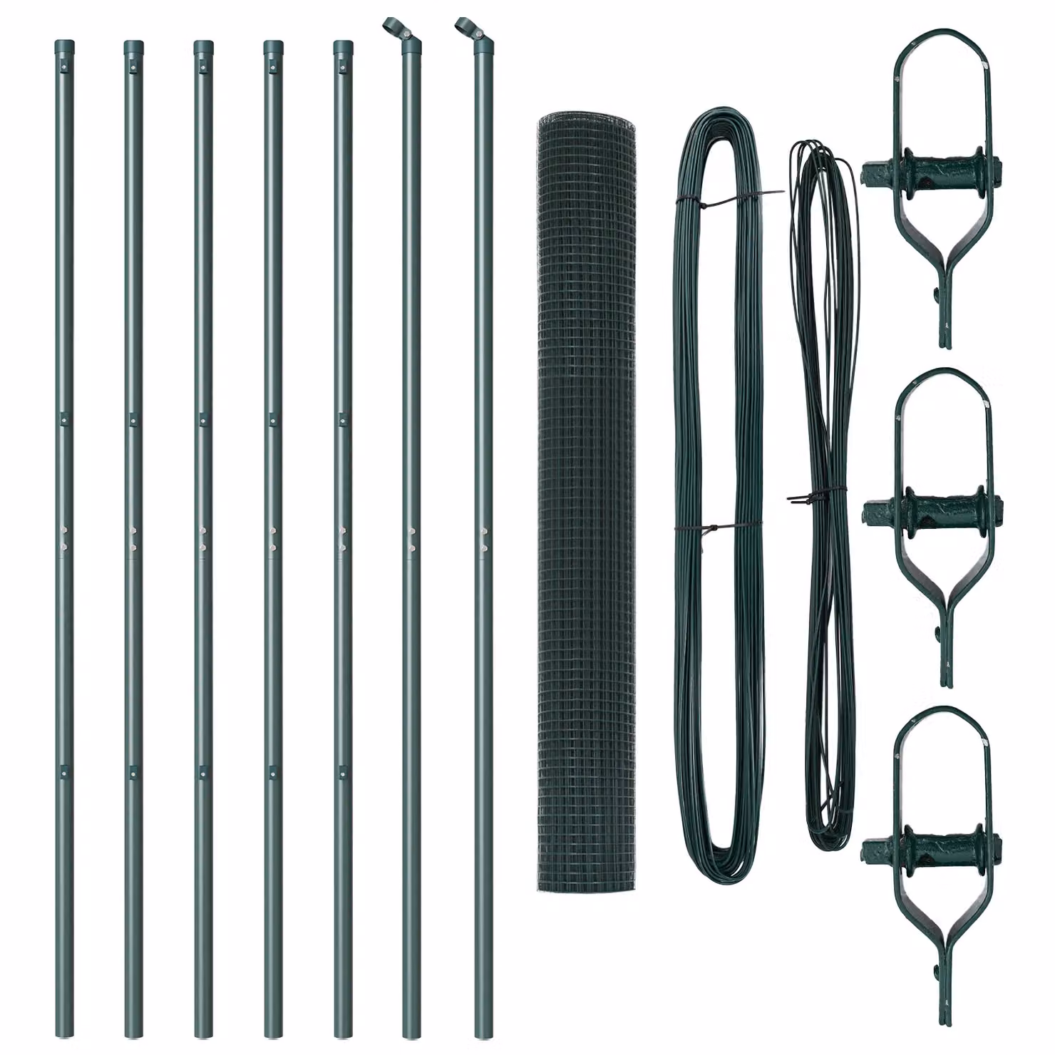 Berkfield Home Green Steel Welded Wire Fence with 7 Posts, W: 10 m, H: 1.4 m – 2