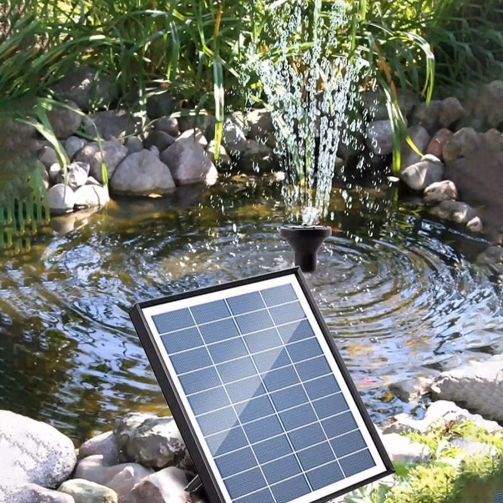 NESTLUNE 6.5W Solar Powered Water Pump for Garden Pools and Fountains, Black, W/D/H: 100 x 100 x 100 cm – 6