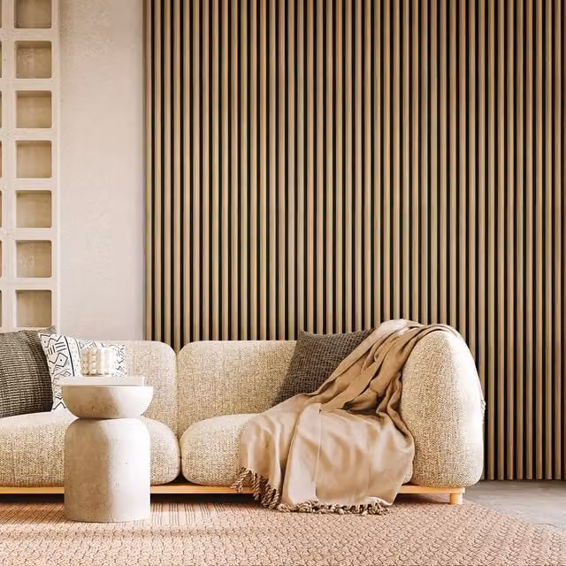 Fuse Acoustic Wooden Reeded Wall Panel in Natural Oak, W: 60 cm, H: 240 cm