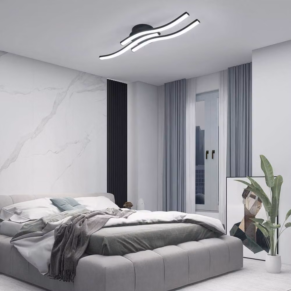 COMELY 20W LED 3 Waves Design Ceiling Light in Black with Cool White 6500K Light – 2