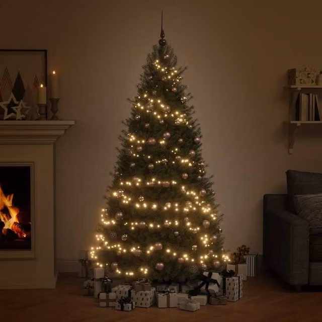 Berkfield Home Beautiful 61 Piece Christmas Ball Set with Peak and 150 LEDs in Rose Gold and Multicolour
