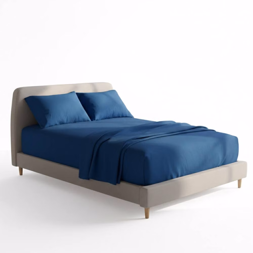 Snug City Plain Brushed Cotton Flannelette Fitted Sheet and Matching Pillowcase Set in Petrol Blue, W/D/H: 140 x 200 cm – 2