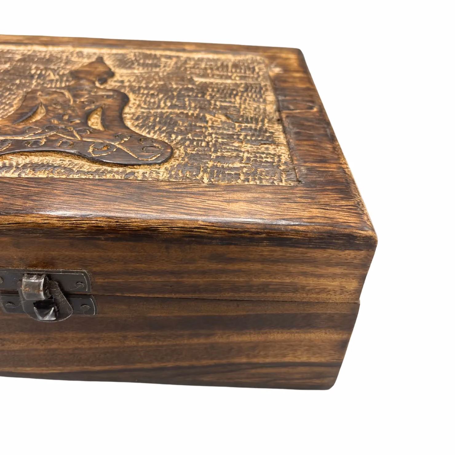 KDMD Large Solid Wood Buddha Keepsake Box in Brown, W: 20 cm, D: 15 cm, H: 7.5 cm – 3