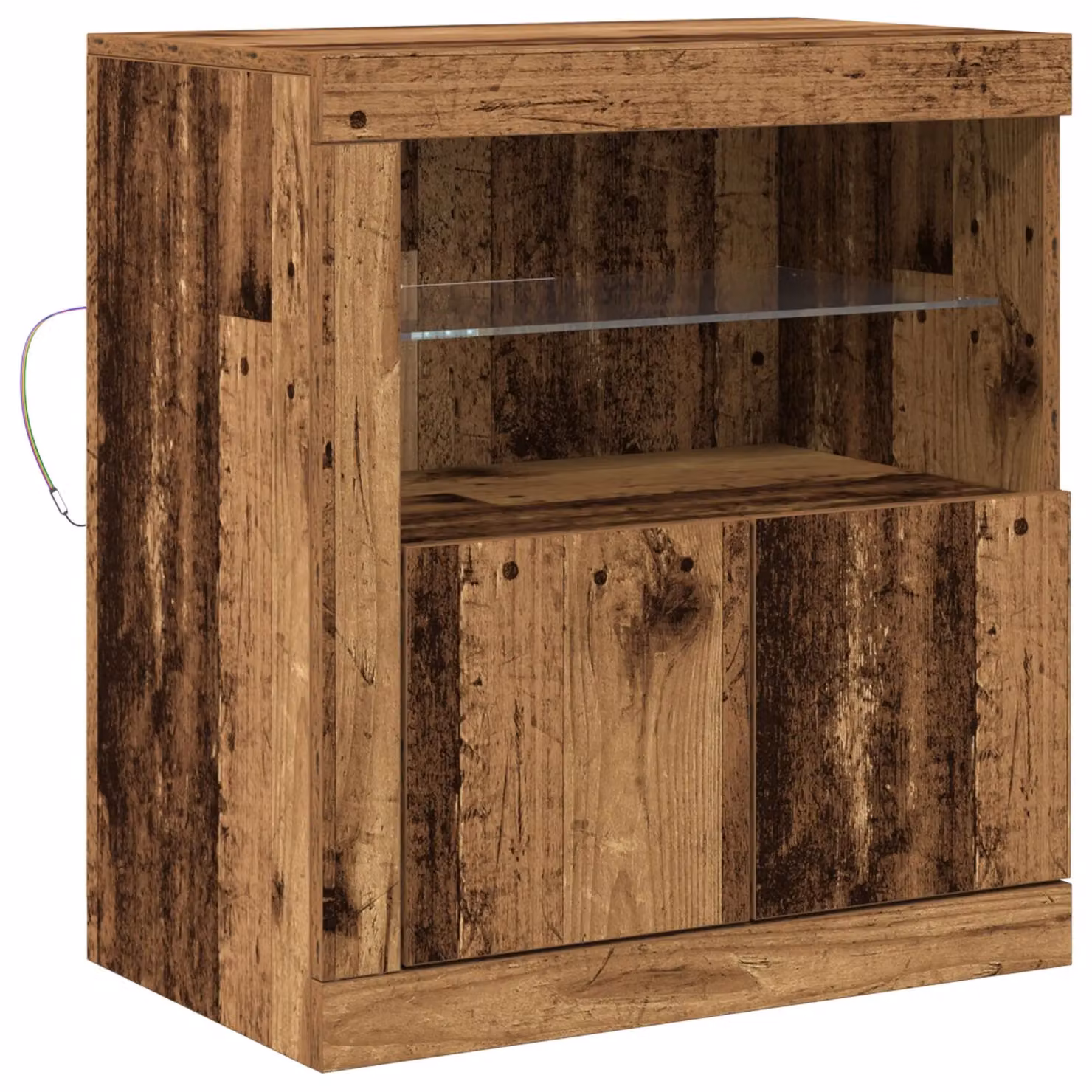 Berkfield Home Rustic Wood Sideboard with Integrated LED Lights, Brown, W/D/H: 60.5 x 37 x 67 cm – 2