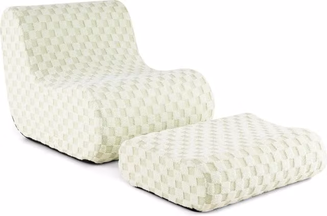 Costway Accent Bean Bag Chair and Ottoman Lazy Sofa Set with Washable Cover in Beige