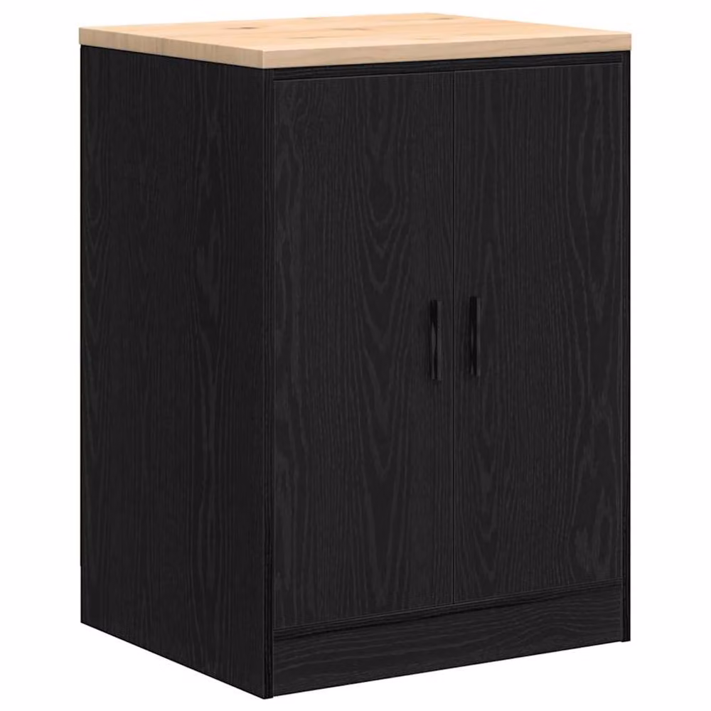 Berkfield Home Black Freestanding Garage Storage Cabinet with Hinged Doors and Internal Shelves, Solid Pine Wood, W/D/H: 60 x 51 x 85 cm – 3