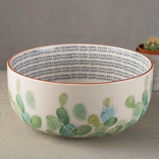 Mikasa Drift Ceramic Salad Bowl in Green and White