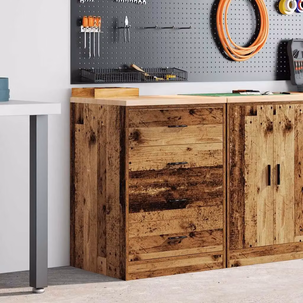 Berkfield Home Garage Storage Cabinet in Brown Old Wood, Solid Pine, W/D/H: 60 x 51 x 85 cm – 3