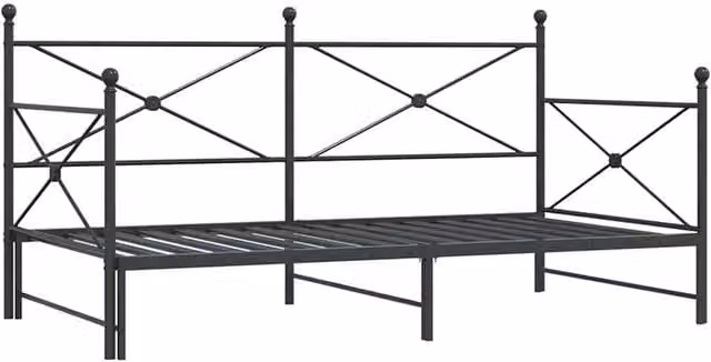 Berkfield Home Metal Daybed with Trundle in Black, W/D/H: 100 x 200 cm
