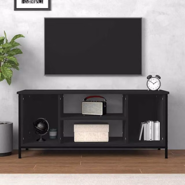 Berkfield Home Modern Black TV Cabinet in Engineered Wood W/D/H: 102 x 35 x 45 cm – 1