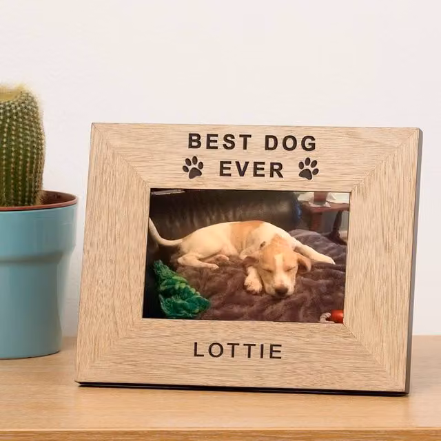 Uniqueful Personalised Best Dog Ever Wood Picture Frame, Brown, W/H: 17.78 x 12.7 cm