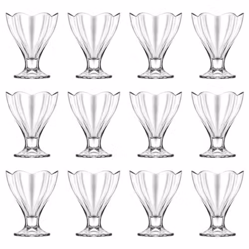 LAV Lily Glass Ice Cream Bowls, 250ml, Pack of 12, Transparent – 1