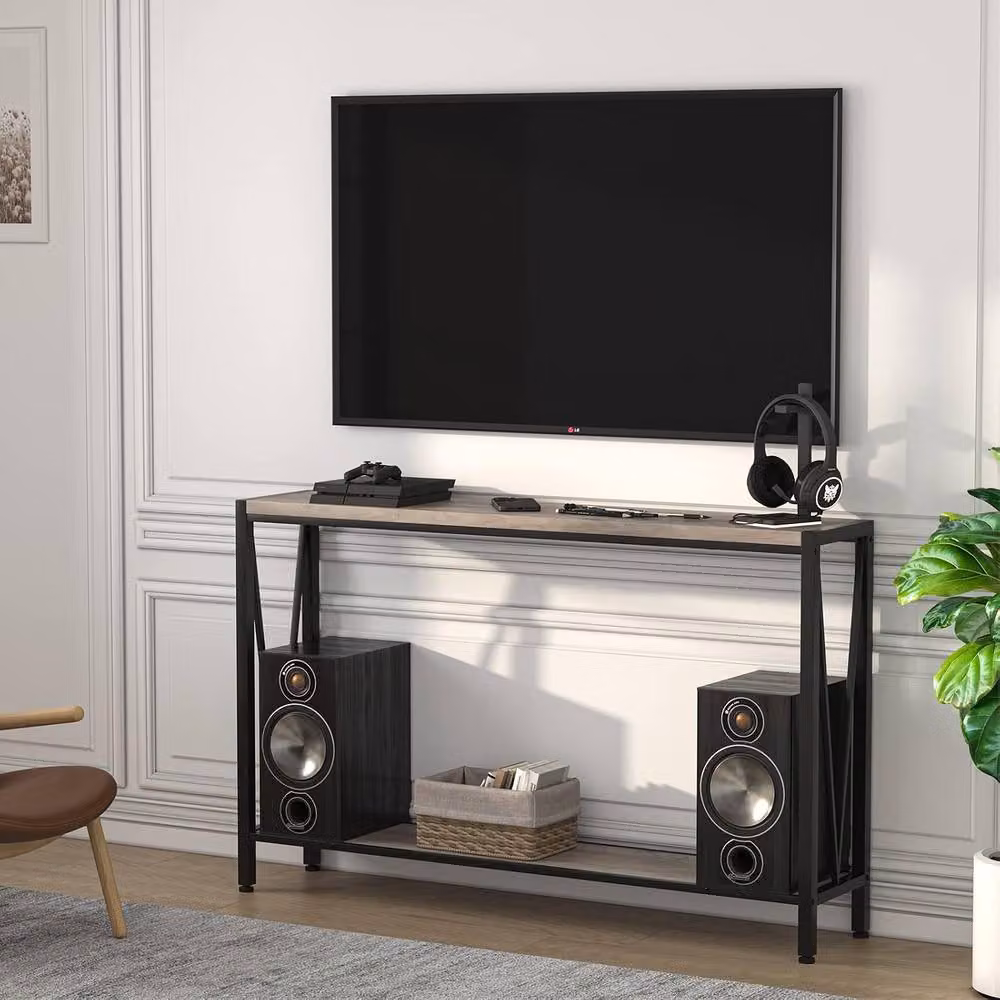 London Boutique Modern 2-Tier Narrow Console Table in Light Grey, W/D/H: 76.5 x 25 x 25 cm – 4
