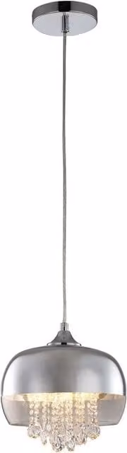 Milagro Luna Suspended Pendant Lamp in Chrome with Yellow Glass and Crystal Details