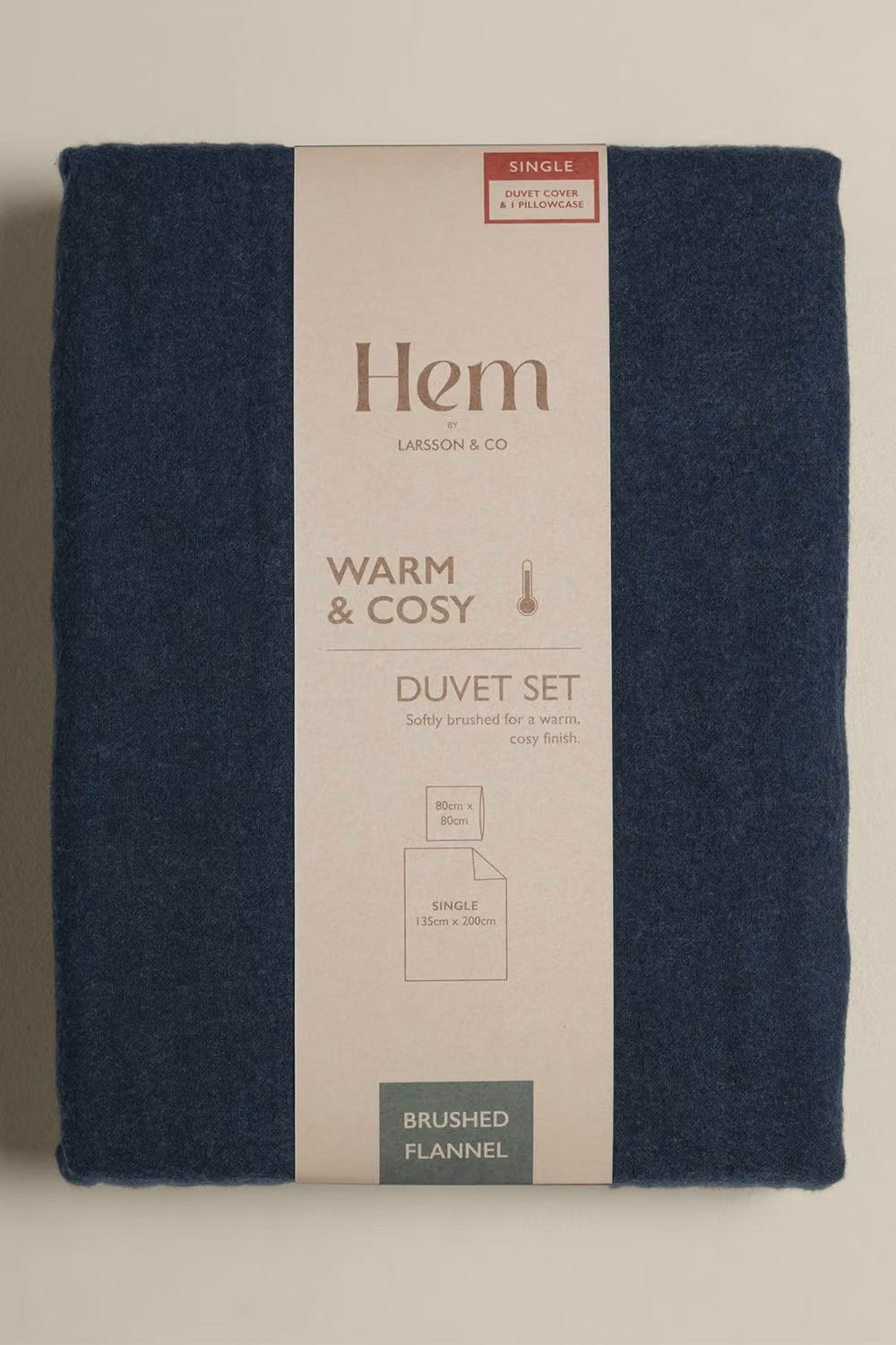 Larsson & Co Rönn Brushed Flannel Cotton Duvet Cover and Pillowcase Set in Blue – 2