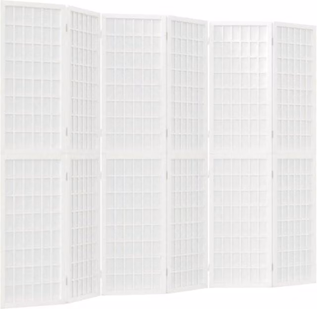 Berkfield Home Japanese Style 6-Panel Folding Room Divider, White, W/H: 240 x 170 cm