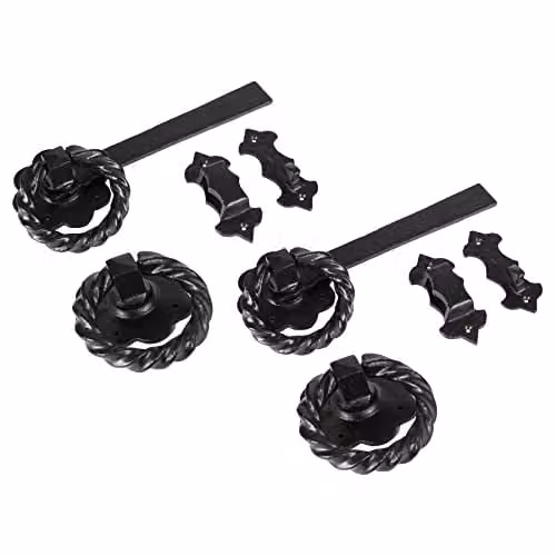 Hammer and Tongs Rose Ring Gate Latch, Matt Black Iron, Pack of 2, W: 28.5 cm – 2