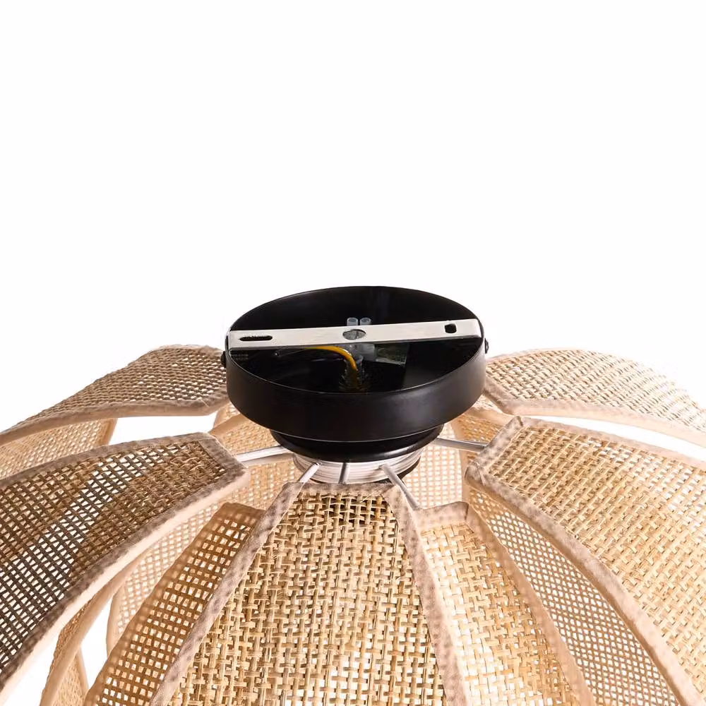 Wyld and Coco Hand-Woven Rattan Pendant Lamp with Black Metal Base – 3