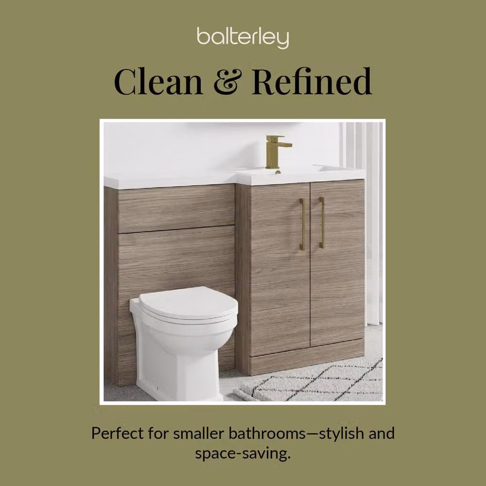 Balterley Brown Modern Right-Hand Vanity and WC Unit Combination with Brushed Brass Details – 3